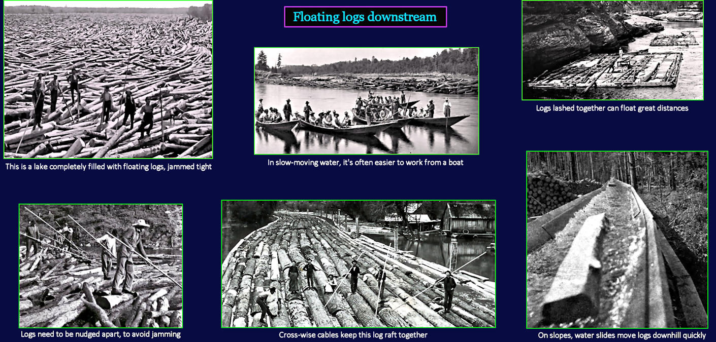 Logjams and lumber chutes, 1910